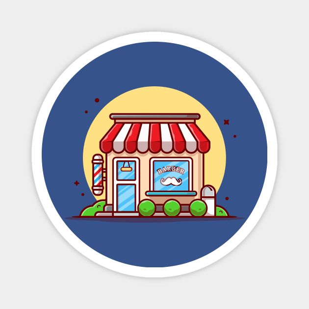 Barber Shop With Mustache Icon Cartoon Vector Icon Illustration Magnet by Catalyst Labs